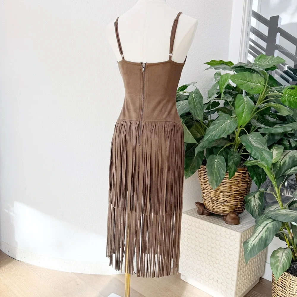 Nasty Gal Brown Fringe Mini Dress - Picture 7 of 8